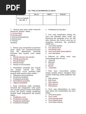 Soal Latihan Geografi Materi Wilayah Dan Perwilayahan