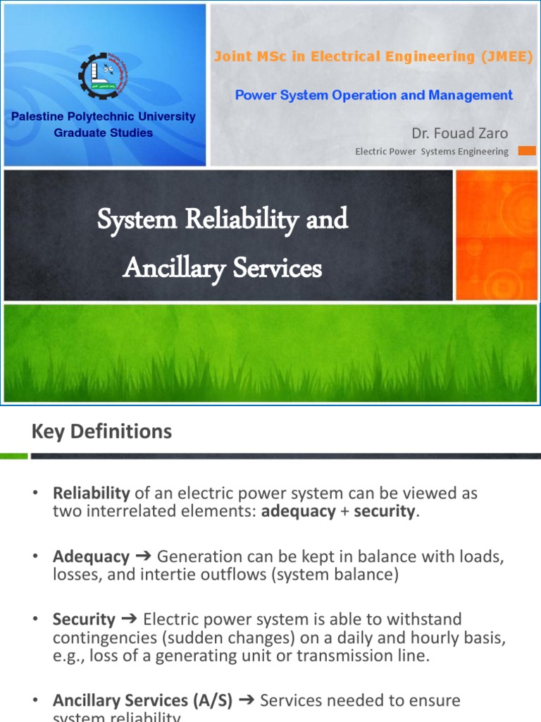 5 System Reliability and Ancillary Services PDF Electric Power