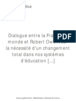 Dialogue Entre La France, Le Monde Et Robert Owen, Sur La Nécessité D'un Changement Total Dans Nos Systèmes D'éducation (... )