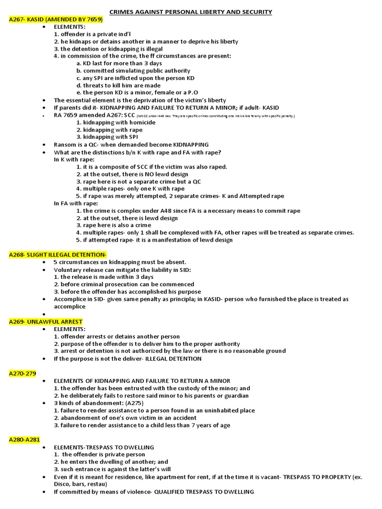Elements of Kidnapping in the Philippines | PDF | Kidnapping | Coercion