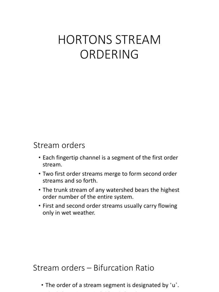 Horton Stream Ordering Explained | PDF | Stream | Drainage Basin