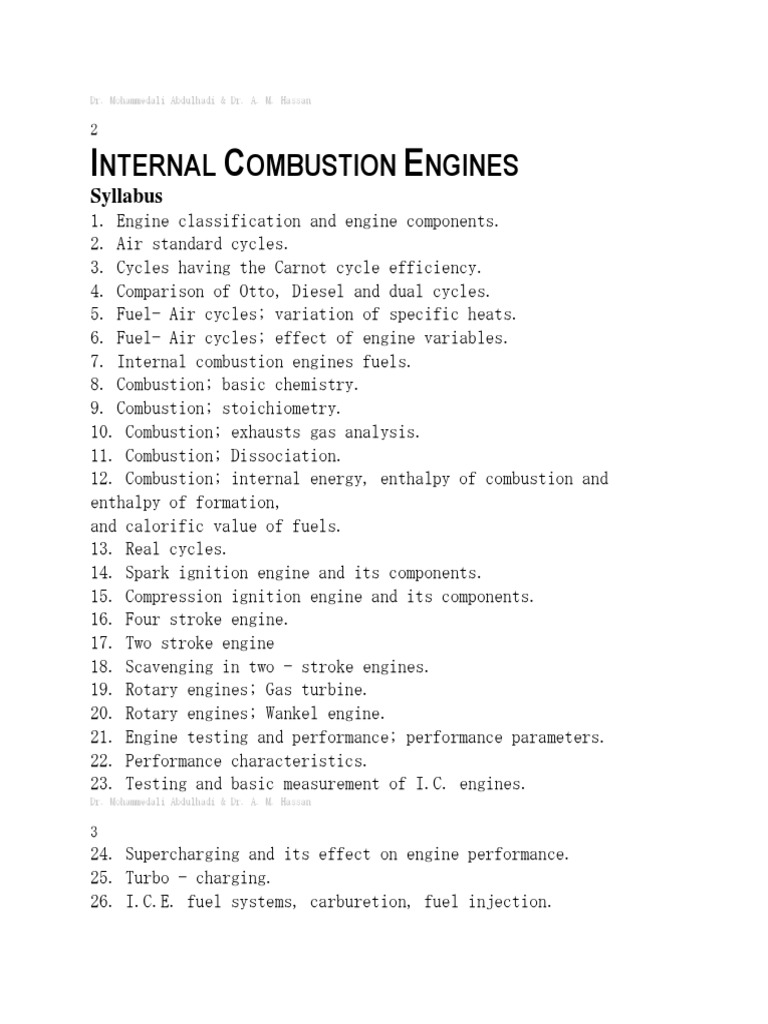 Internal Combustion Engines Overview | PDF | Internal Combustion Engine ...