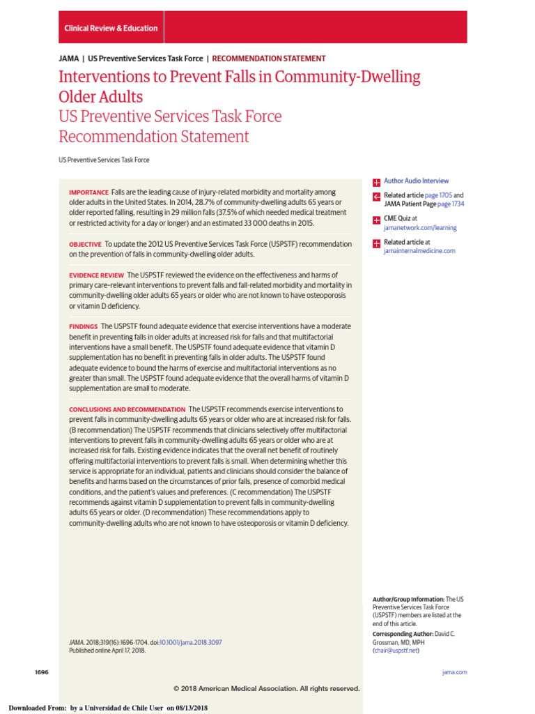 Interventions To Prevent Falls in Community-Dwelling Older Adults | PDF ...
