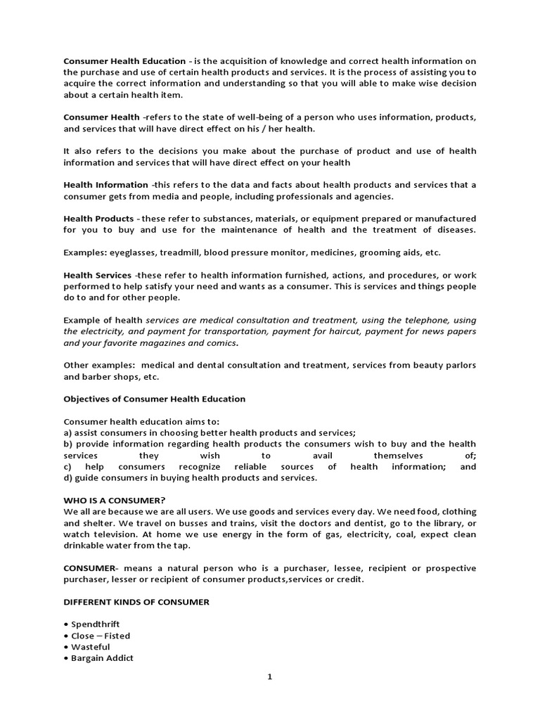 Understanding Consumer Health Education | PDF | False Advertising ...