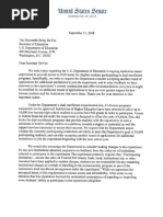 9.11.18 Warner and Portman Letter to DeVos Re Pell Dual Enrollment Experiment Fixes