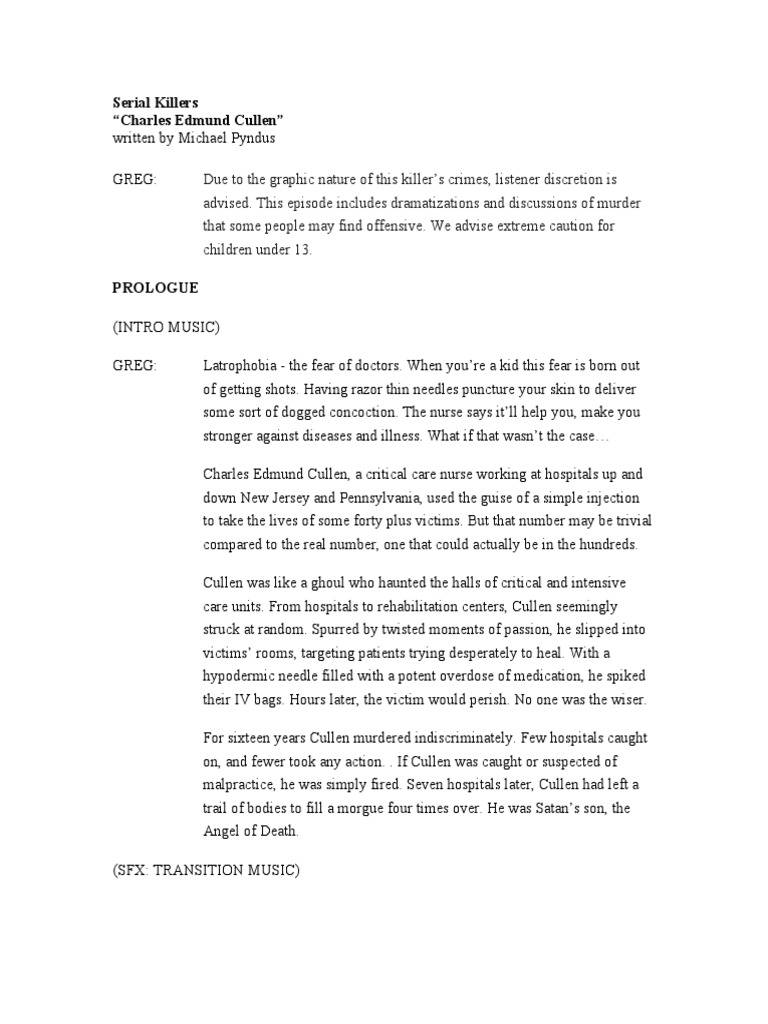 Parcast Serial Killers 22charles Edmund Cullen Part 2 22 PDF Serial