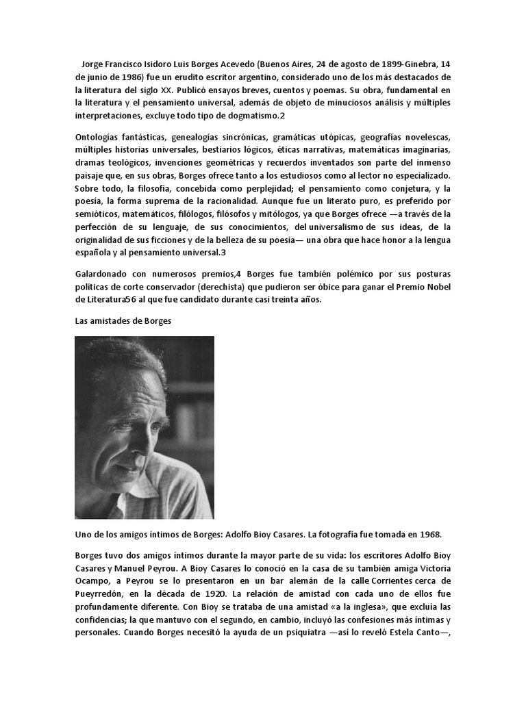 Amistades de Jorge Luis Borges | PDF | Poesía