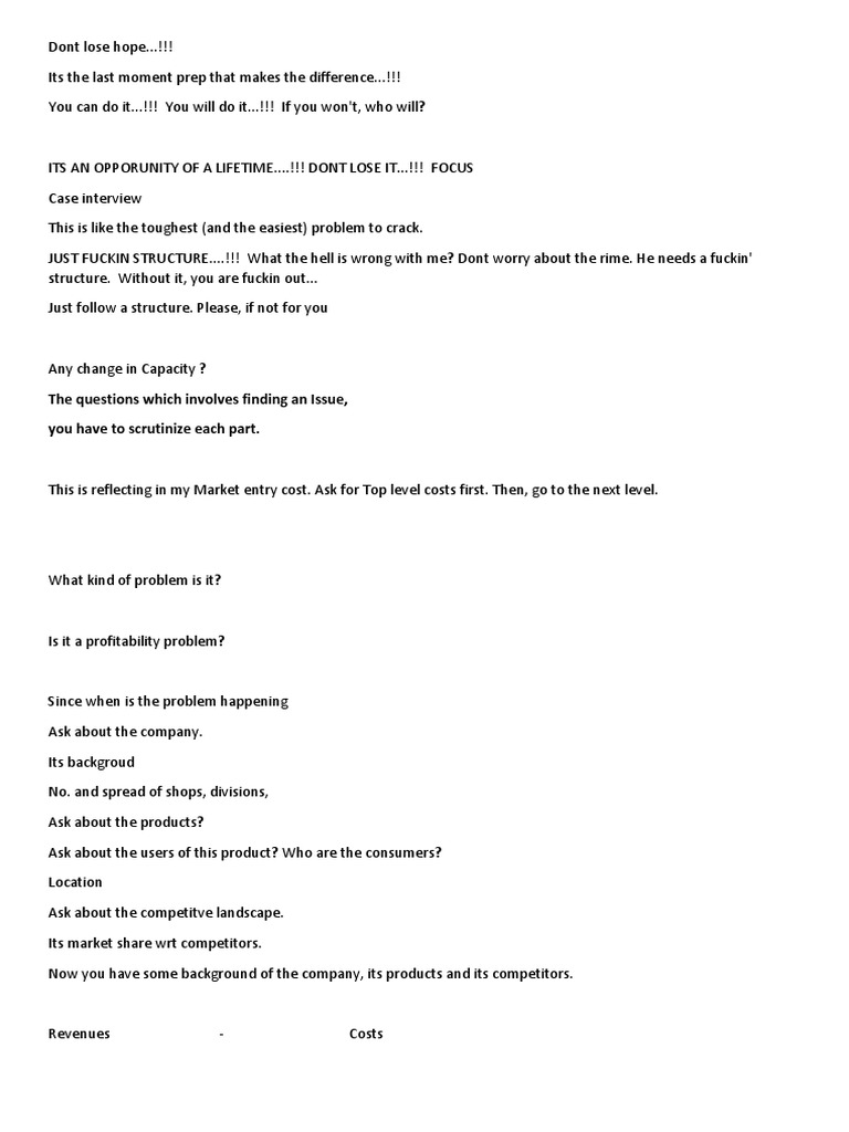 Case Interview Strategy Guide | PDF | Return On Investment | Retail