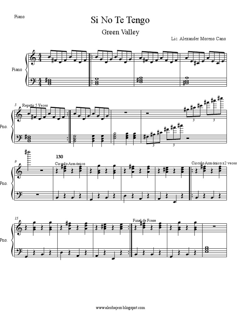 Si No Te Tengo Green Valley Piano