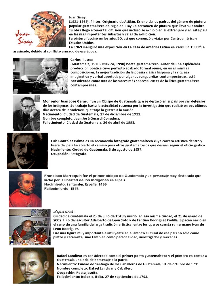 Biografia Personas Sobresalientes de Guatemala PDF Guatemala