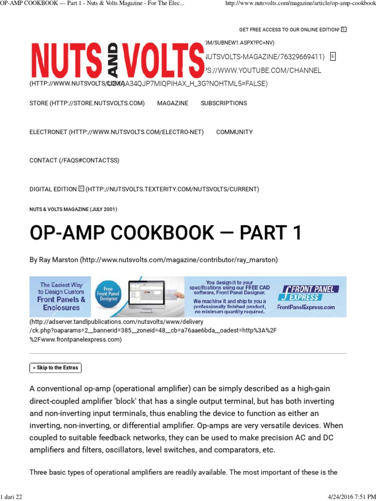 OPAMP COOKBOOK Part 1 Nuts & Volts Magazine For The Electronics