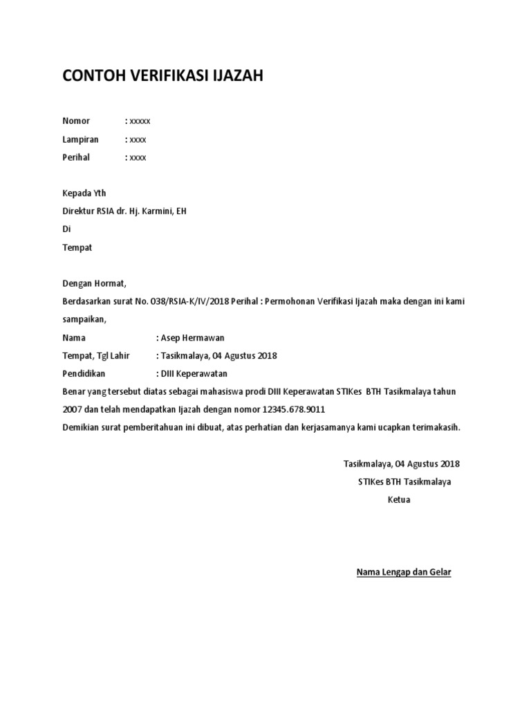 Contoh Verifikasi Ijazah