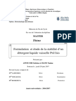 Formulation Et Étude de La Stabilité D'un Détergent Liquide Vaisselle Pril-Isis