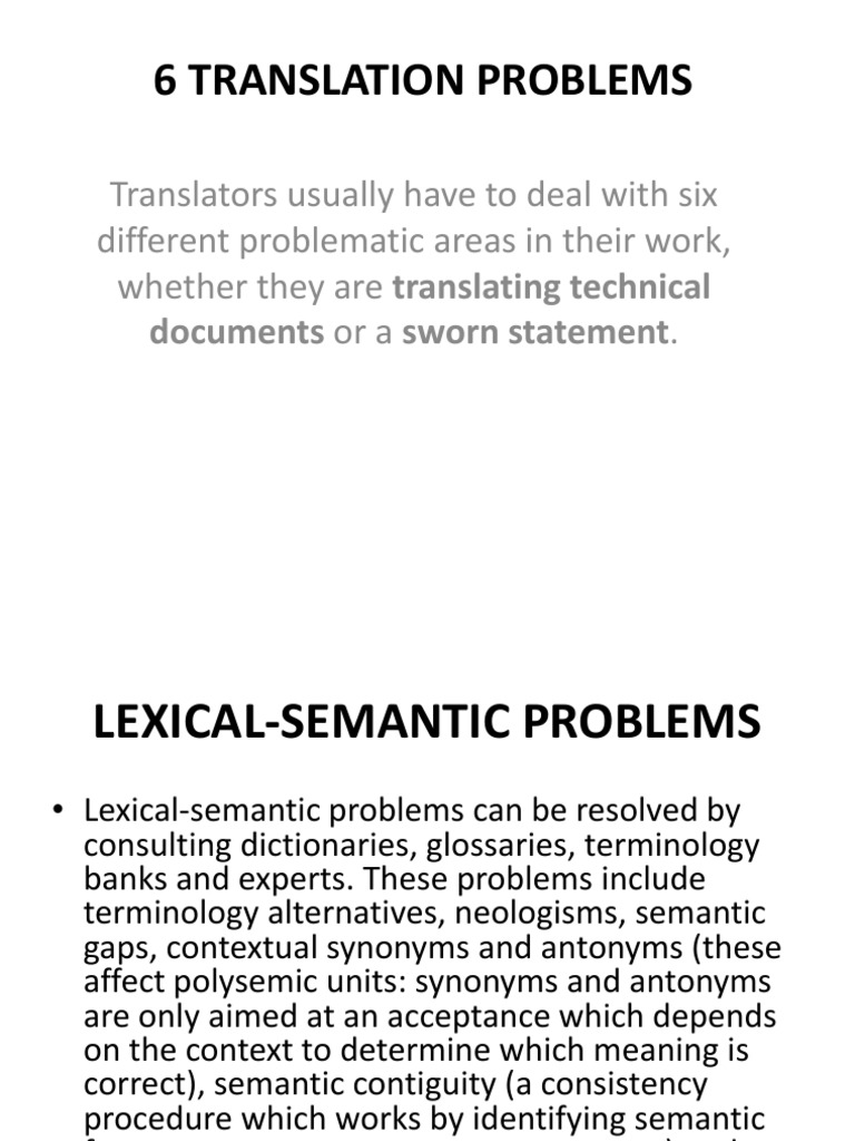 6 Translation Problems | PDF | Translations | Semantics
