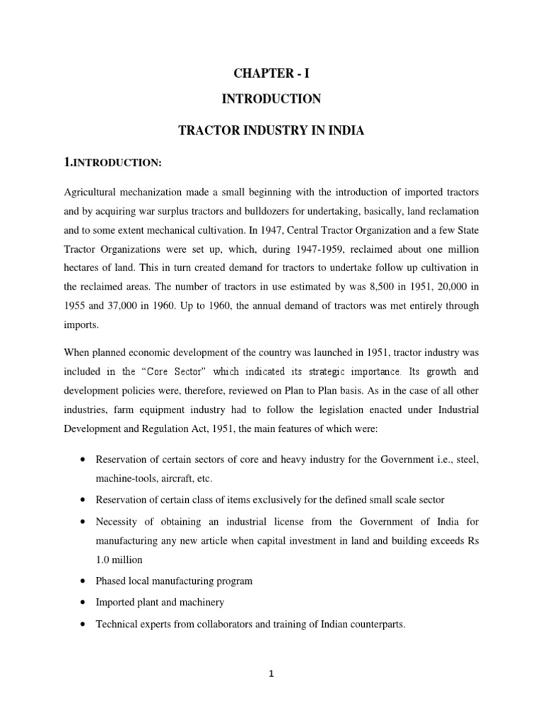 Chapter I Tractor Industry in India 1 Descargar gratis PDF