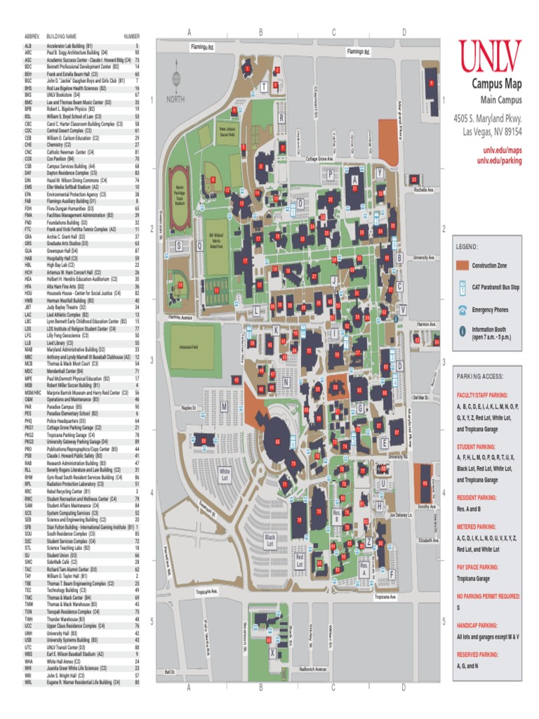 Unlv Campus Map Pdf Unlv Map Main | Pdf