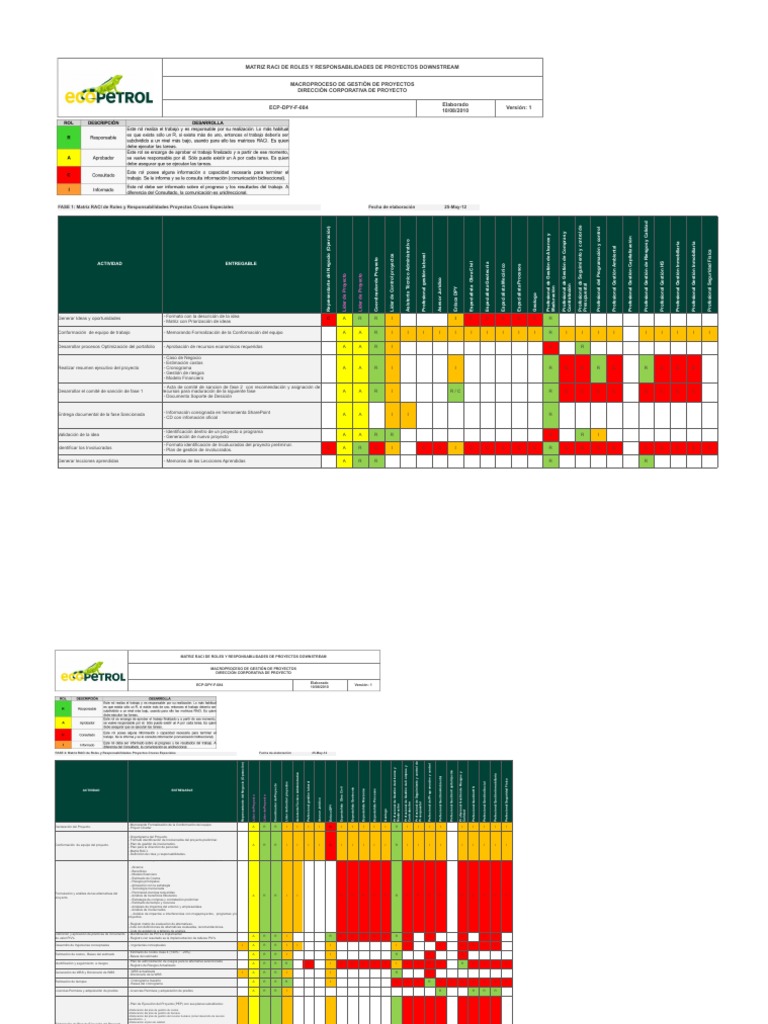 Matriz RACI de Proyectos Downstream | PDF | Gestión de proyectos | Business