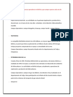 Repsol Bolivia S.A.: 1) Averiguar Sobre Las Empresas Operadoras en Bolivia y Que Campos Operan Cada Una de Ellas