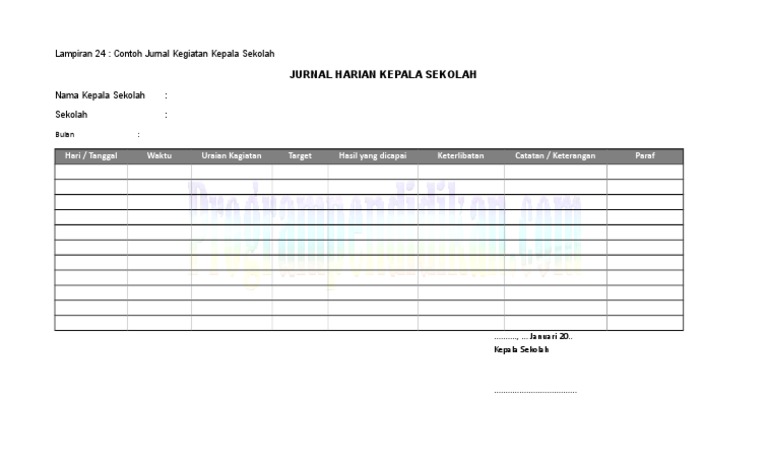 Jurnal Kegiatan Kepala Sekolah Doc