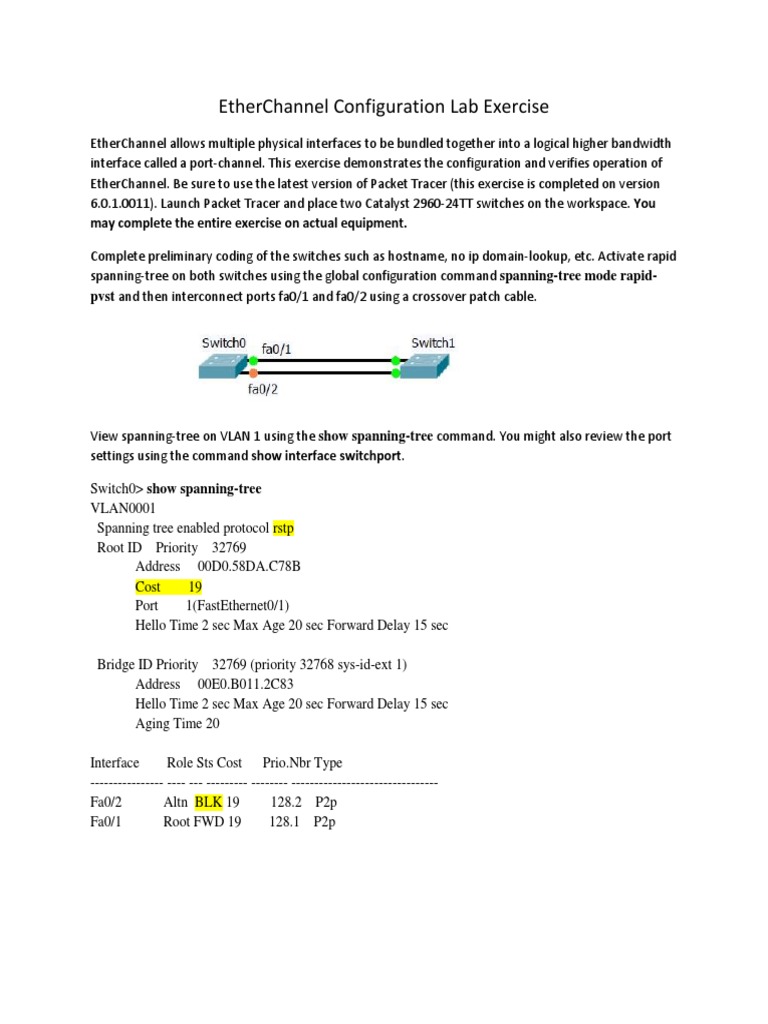 Configure EtherChannel in Packet Tracer | PDF | Computer Network | Networks