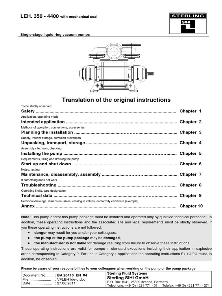SIHI Manual | PDF | Pump | Liquids