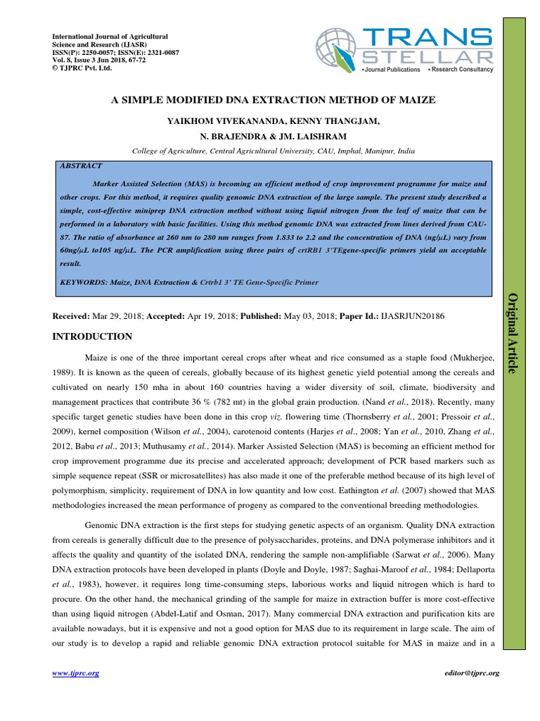 6 Ijasrjun20186 | PDF | Polymerase Chain Reaction | Gel Electrophoresis