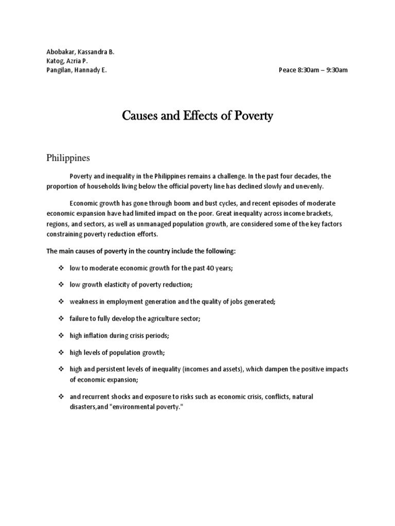 Causes and Effects of Poverty | PDF | Malnutrition | Poverty