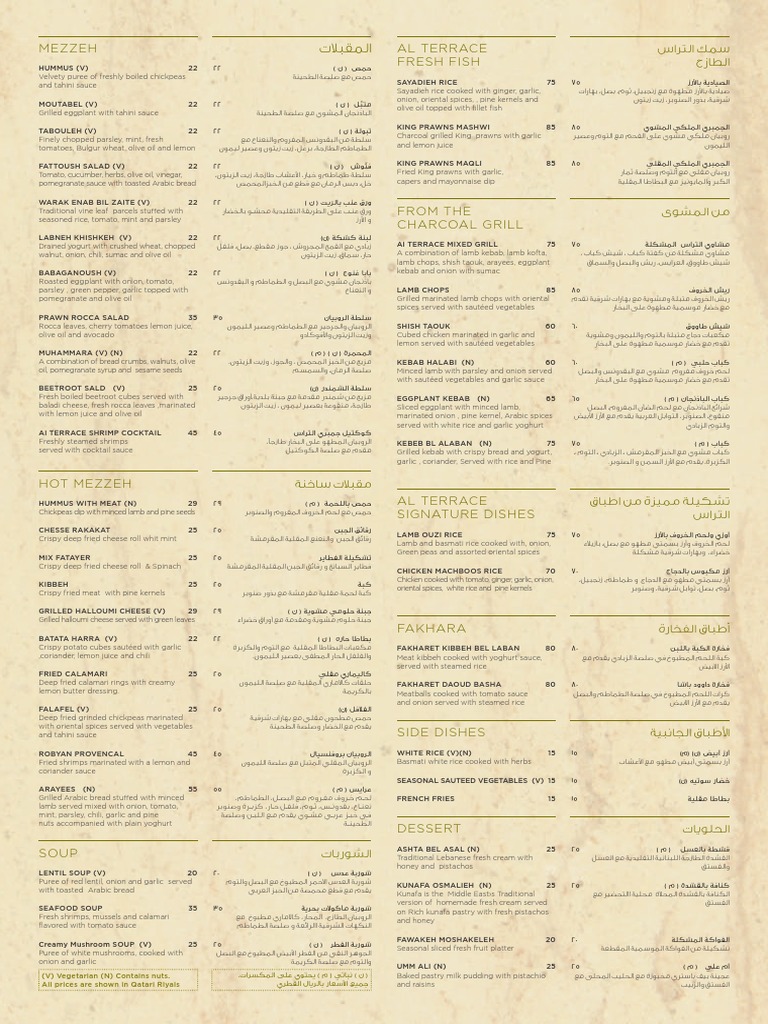 Lebanese Mezzes and Dishes Menu | PDF
