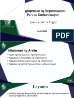 Pagpoproseo NG Impormasyon para Sa Komunikasyon: (Ika - Apat Na Lingo)