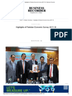 Highlights of Pakistan Economic Survey 2017-18 - Business Recorder