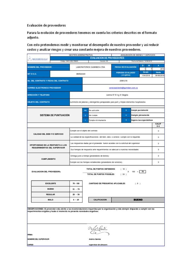 Evaluación de Proveedores ISO 9001 | PDF | Evaluación | Business