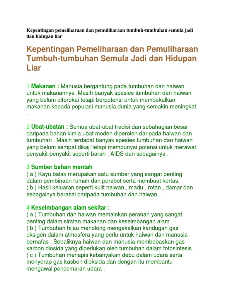 Pbs Band6 Kepentingan Pemeliharaan Dan Pemuliharaan Sumber Di Bumi