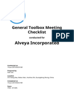 Alveya Incorporated: General Toolbox Meeting Checklist