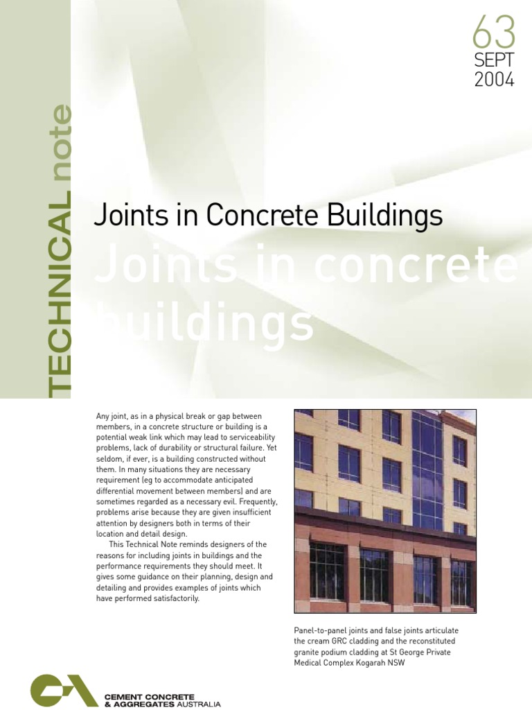 Joints in Concrete Structures Guide | PDF | Concrete | Precast Concrete