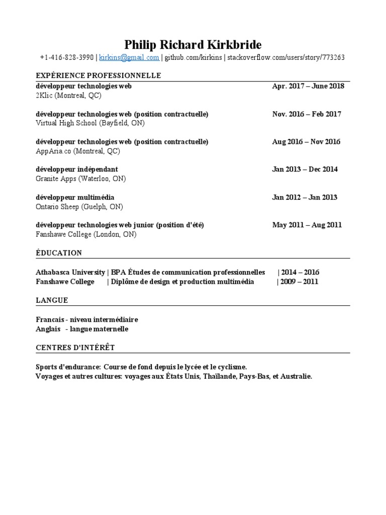 Resume FR | PDF | Évolution de carrière | Art