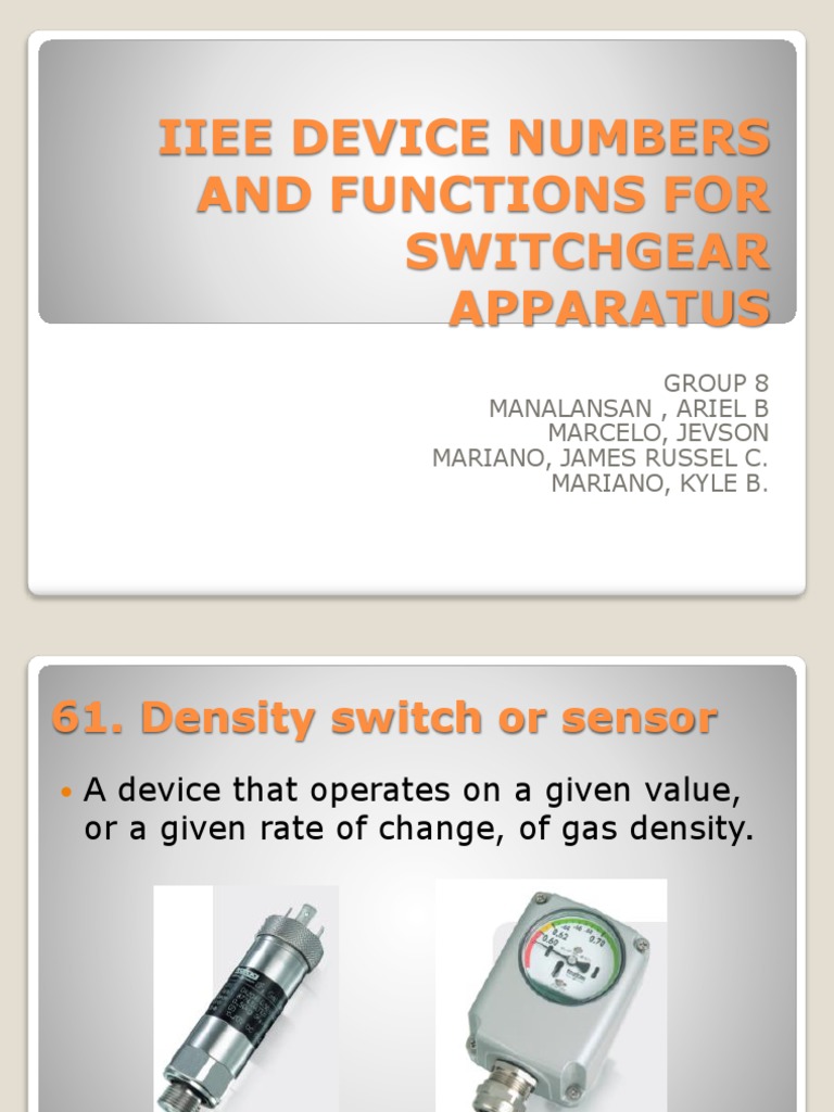 Iiee Device Numbers and Functions For Switchgear Apparatus PDF