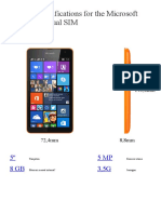 Detailed Specifications for the Microsoft Lumia 535 Dual SIM