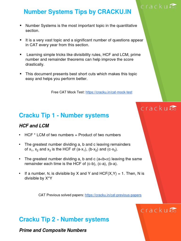 Essential Number Systems for CAT Prep | PDF | Prime Number | Numbers