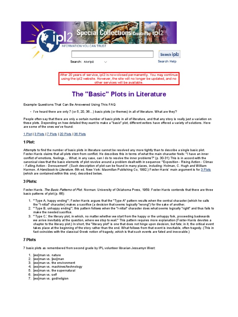 The "Basic" Plots in Literature: Search Help | PDF | Plot (Narrative)
