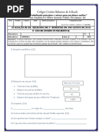 2ª Avaliação Bimestral de Ed. Religiosa (Ensino Fundamental I)