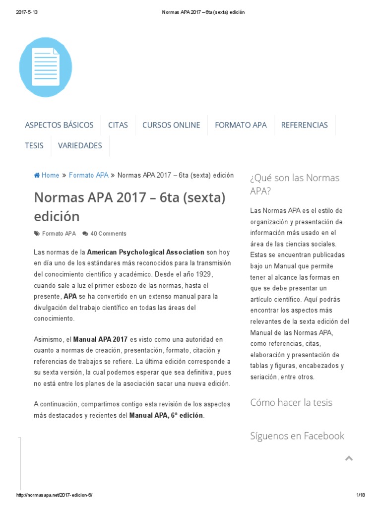 Normas APA 2017 6ta (sexta) edición Aspectos Básicos Citas Cursos