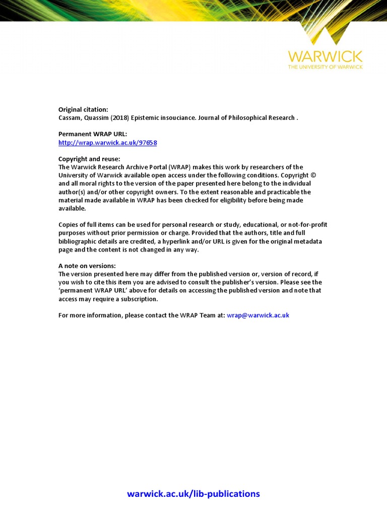 Epistemic Insouciance Epistemology Attitude Psychology
