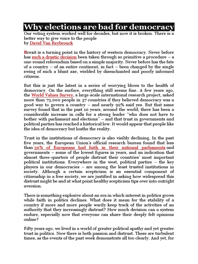 Why Elections Are Bad For Democracy | PDF | Liberal Democracy | Elections