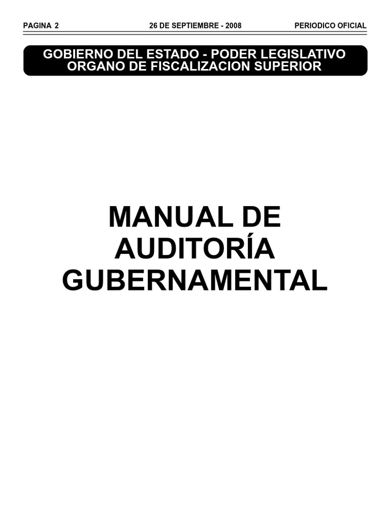 Manual de Auditoría Gubernamental | PDF | Auditoría | Responsabilidad