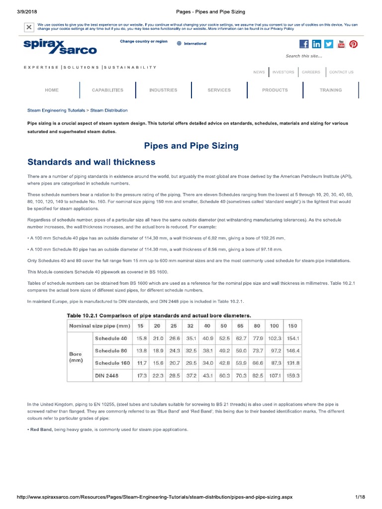 Pipes and Pipe Sizing | PDF