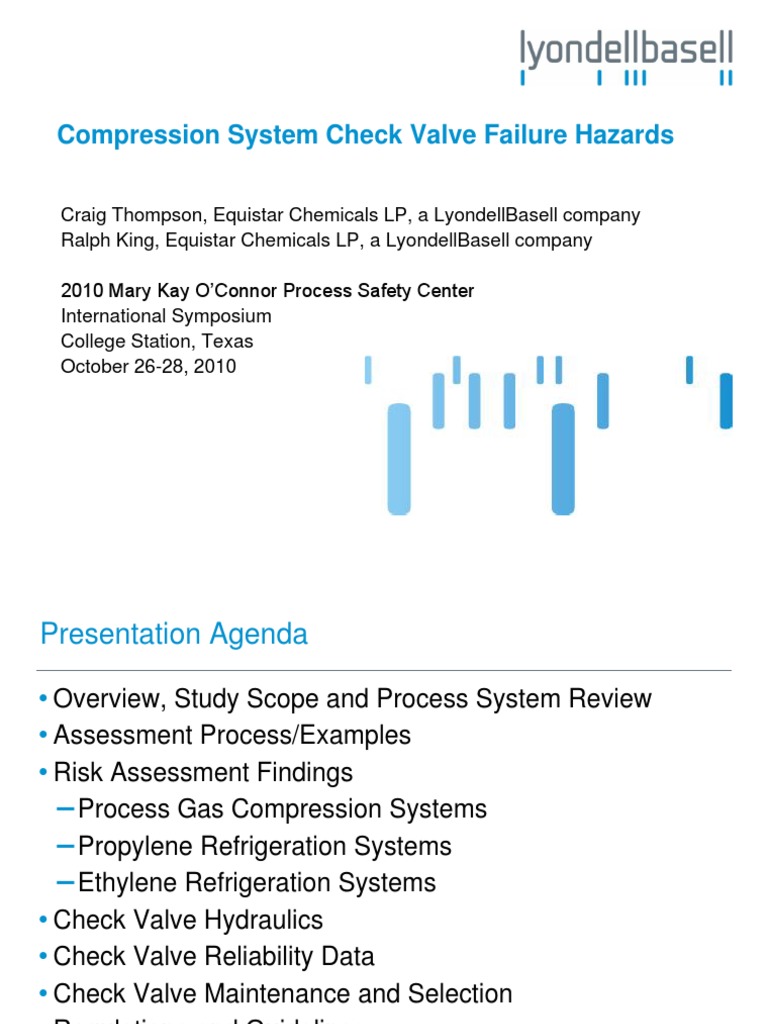 Compression System Check Valve Failure Hazards, Thompson and King