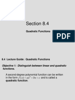 Section 8.4: Quadratic Functions