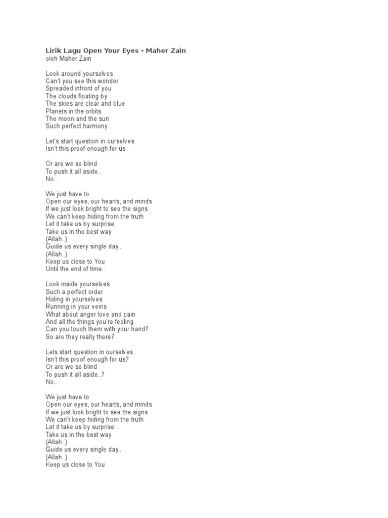 Lirik Lagu Awaken Maher Zain Arsia Lirik