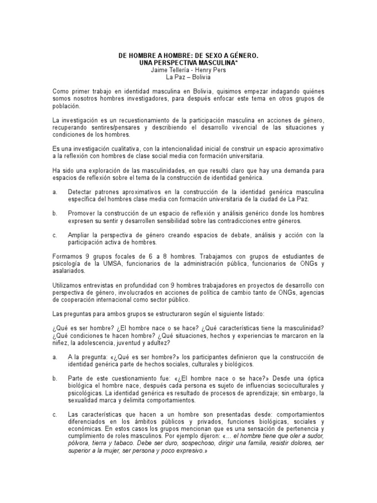 La Desconstrucción De La Masculinidad - 
