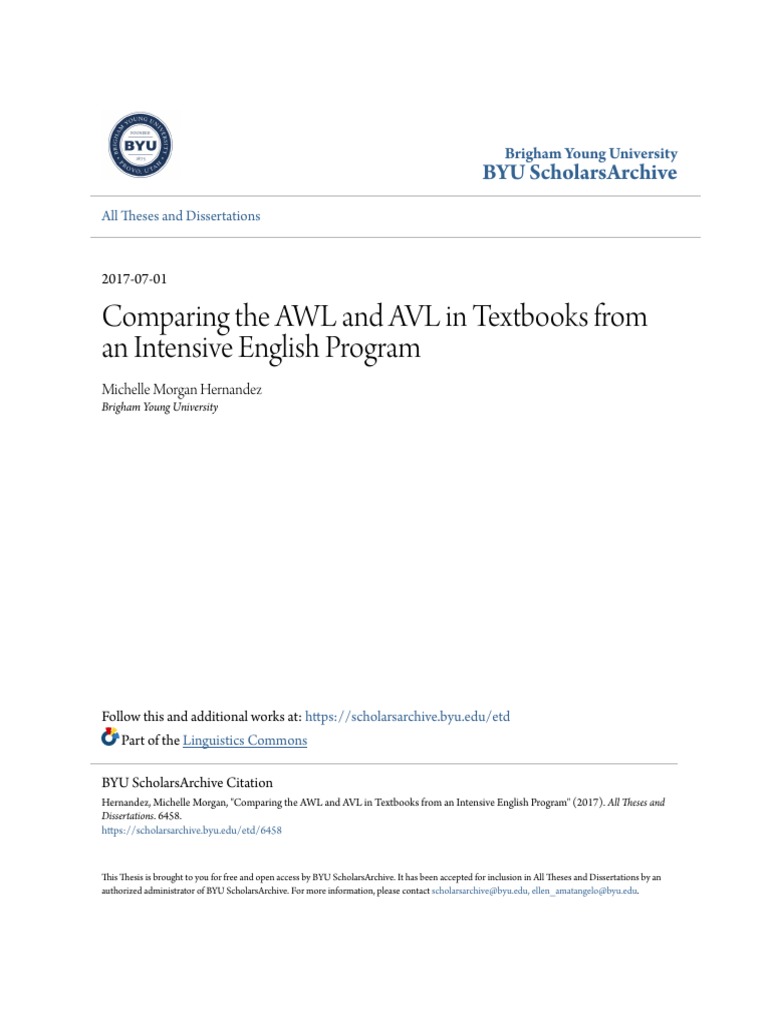 Comparing The AWL and AVL in Textbooks From An Intensive English ...